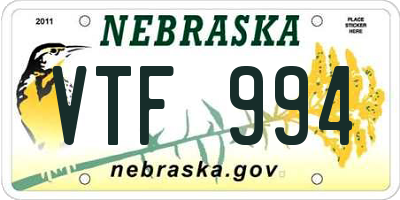 NE license plate VTF994