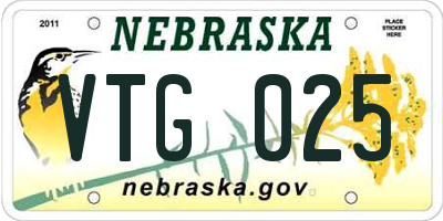 NE license plate VTG025