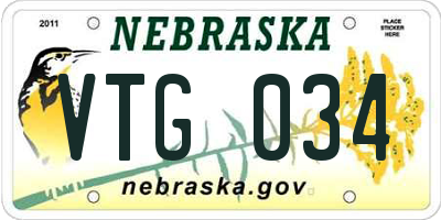 NE license plate VTG034