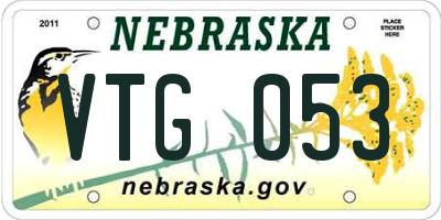 NE license plate VTG053