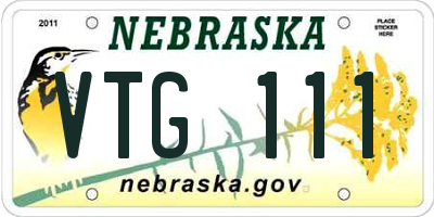 NE license plate VTG111