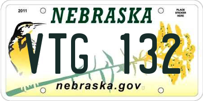 NE license plate VTG132