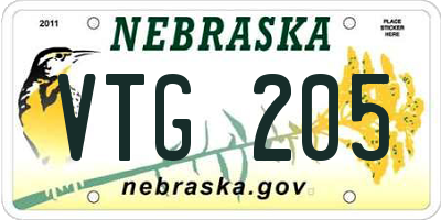NE license plate VTG205