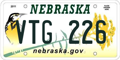 NE license plate VTG226