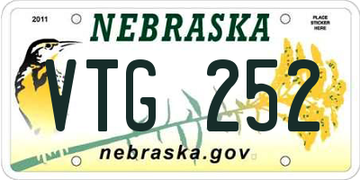NE license plate VTG252