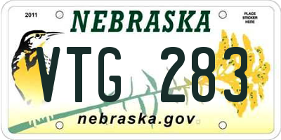 NE license plate VTG283
