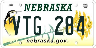 NE license plate VTG284
