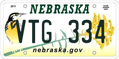 NE license plate VTG334