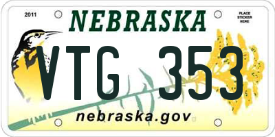 NE license plate VTG353