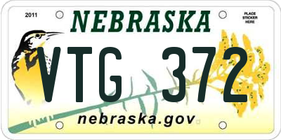 NE license plate VTG372