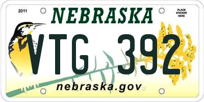 NE license plate VTG392