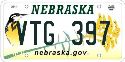 NE license plate VTG397