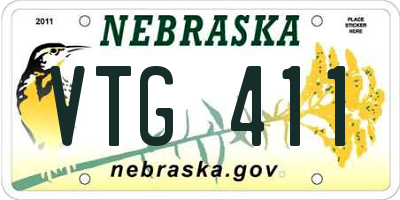 NE license plate VTG411