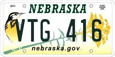 NE license plate VTG416