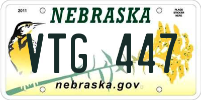 NE license plate VTG447