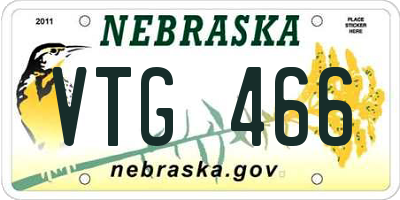 NE license plate VTG466