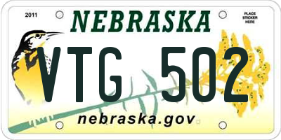 NE license plate VTG502