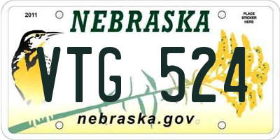 NE license plate VTG524