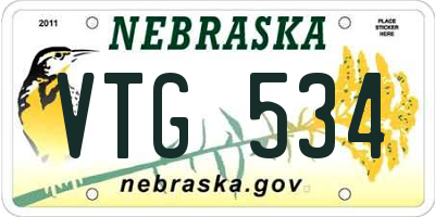 NE license plate VTG534