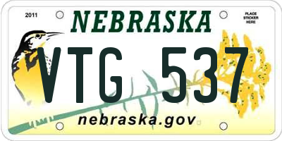 NE license plate VTG537