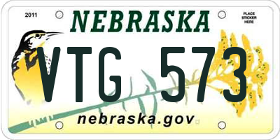 NE license plate VTG573