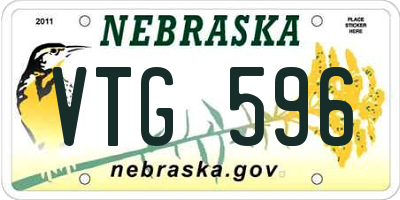NE license plate VTG596