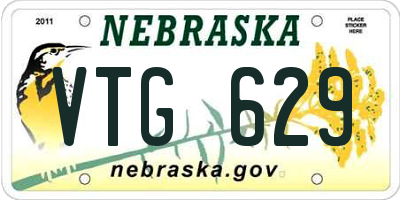 NE license plate VTG629