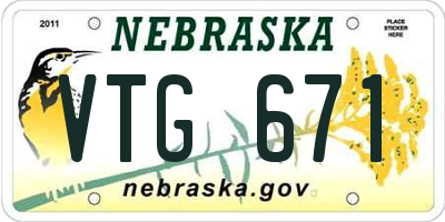NE license plate VTG671