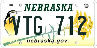 NE license plate VTG712