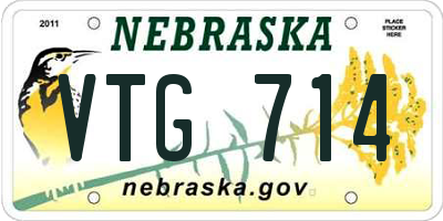 NE license plate VTG714