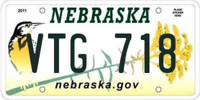 NE license plate VTG718