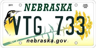 NE license plate VTG733