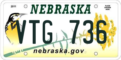 NE license plate VTG736