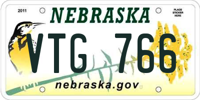 NE license plate VTG766
