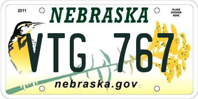 NE license plate VTG767