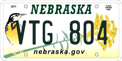 NE license plate VTG804