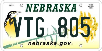 NE license plate VTG805