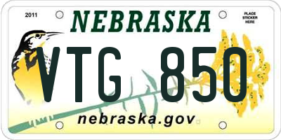 NE license plate VTG850