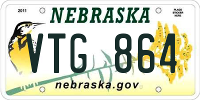 NE license plate VTG864