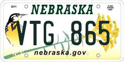 NE license plate VTG865