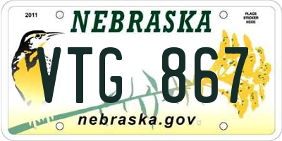 NE license plate VTG867