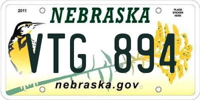NE license plate VTG894