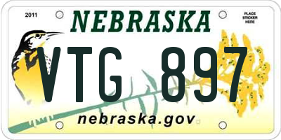 NE license plate VTG897