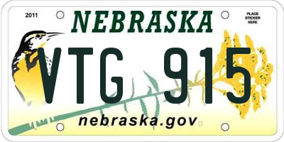 NE license plate VTG915