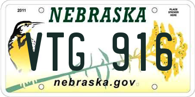 NE license plate VTG916