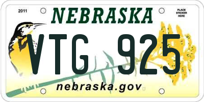 NE license plate VTG925