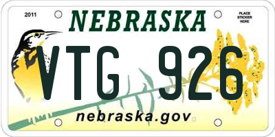 NE license plate VTG926