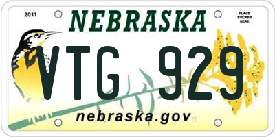 NE license plate VTG929