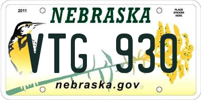 NE license plate VTG930