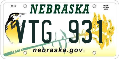 NE license plate VTG931